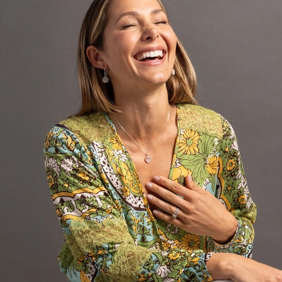 Anthropologie Tiny Long-Sleeve Printed V-Neck Wrap Top - Picture 6 of 6